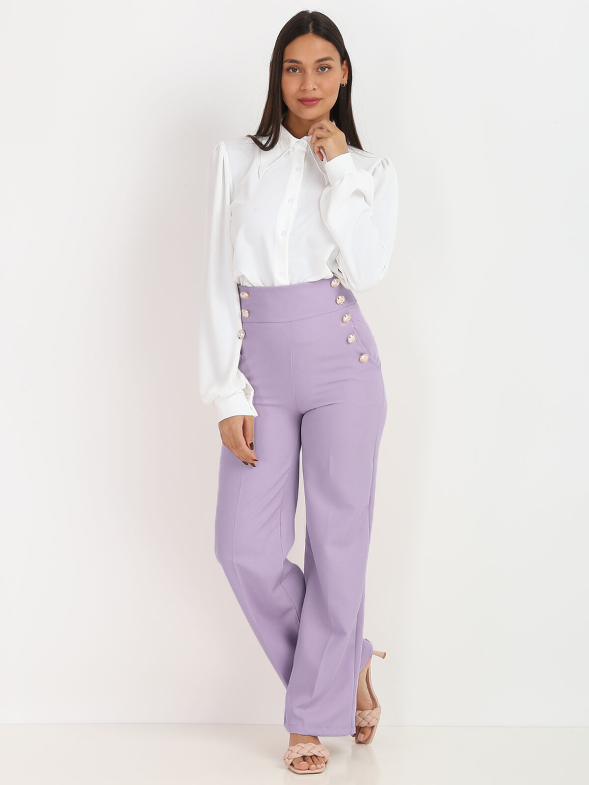 Pantalon palazzo style officier- Violet