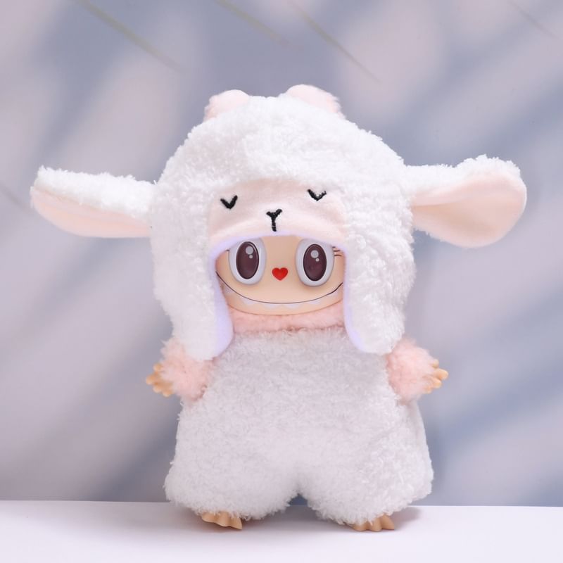 Miumi - Set: Dierenschaap Hoed + Kostuum Poppenkleding - 17cm