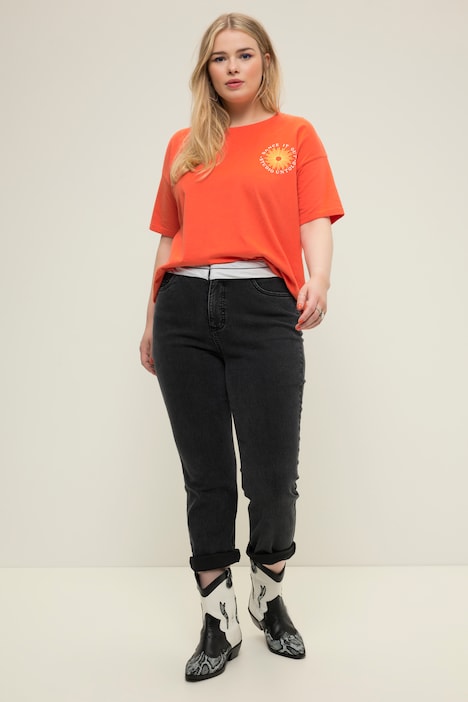 Mom-Jeans, sichtbarer Anzug-Bund, 5-Pocket