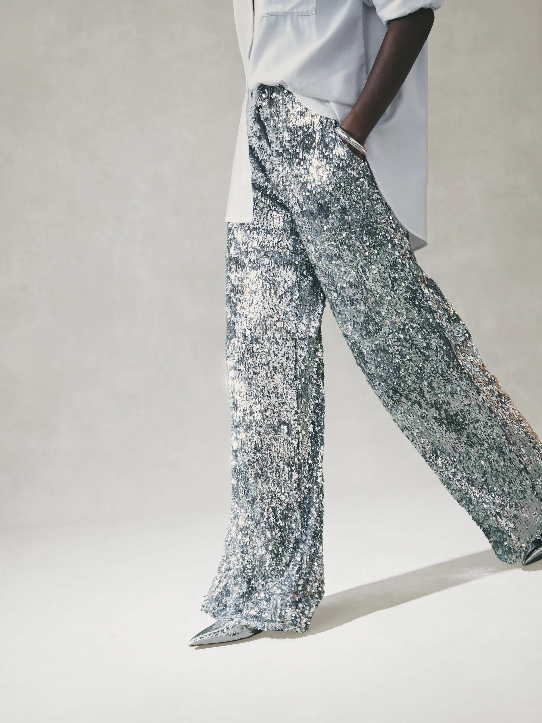 Nothing Ordinary Sequin High Waist Wide Leg Trousers
