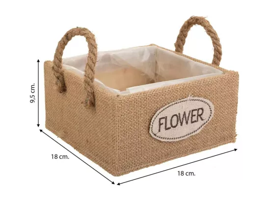 Panier en fil de tissu marron 18x18x9,5h