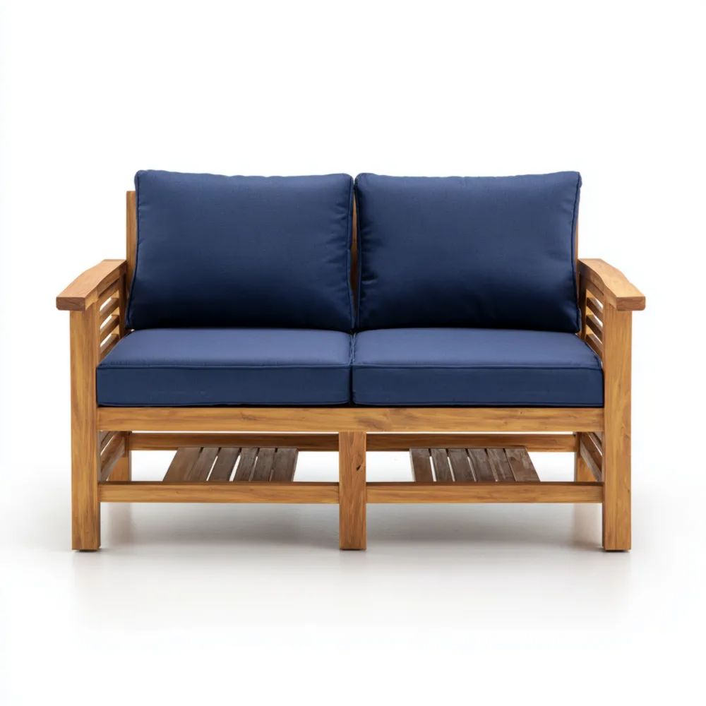 2-Sitzer-Gartensofa Holz Blau 120x65x75 cm