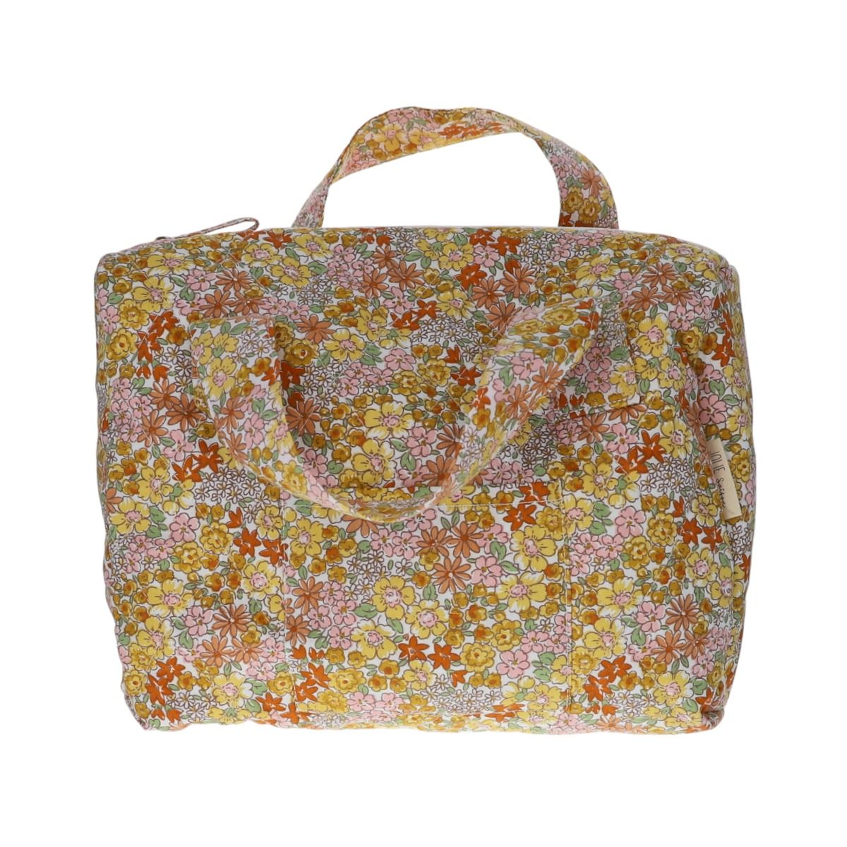 Grande trousse de toilette vanity fleurie rose et jaune Jolie saison