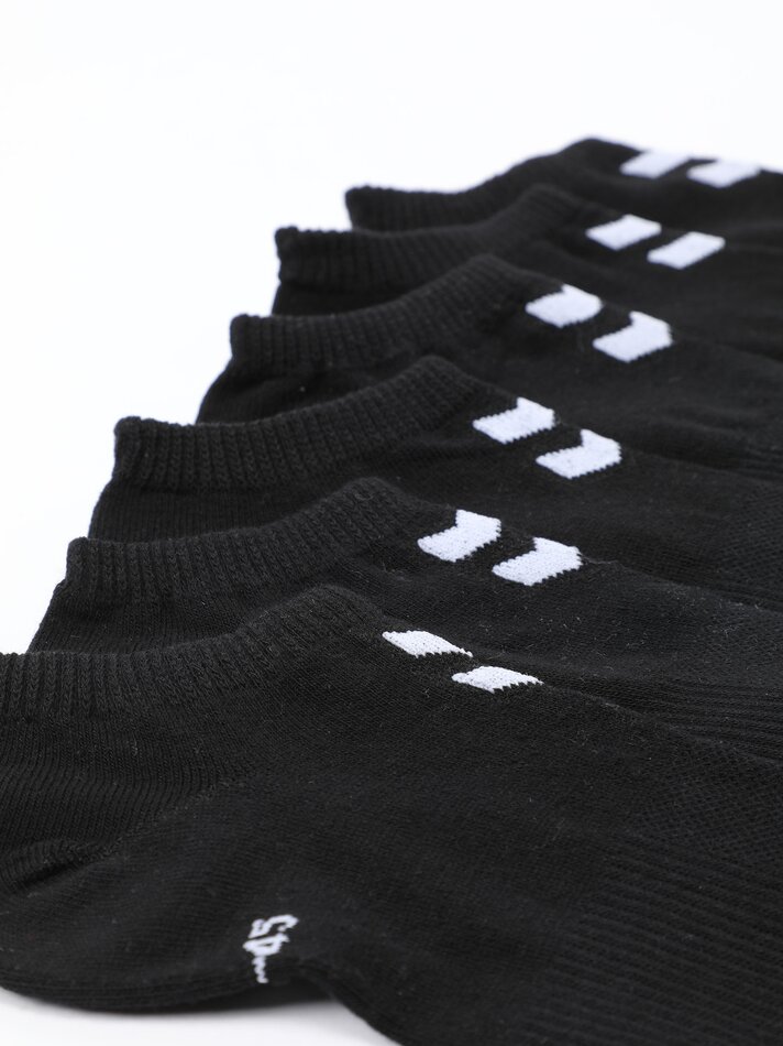 Pacote com 6 pares de meias esportivas até o tornozelo - Pretas
