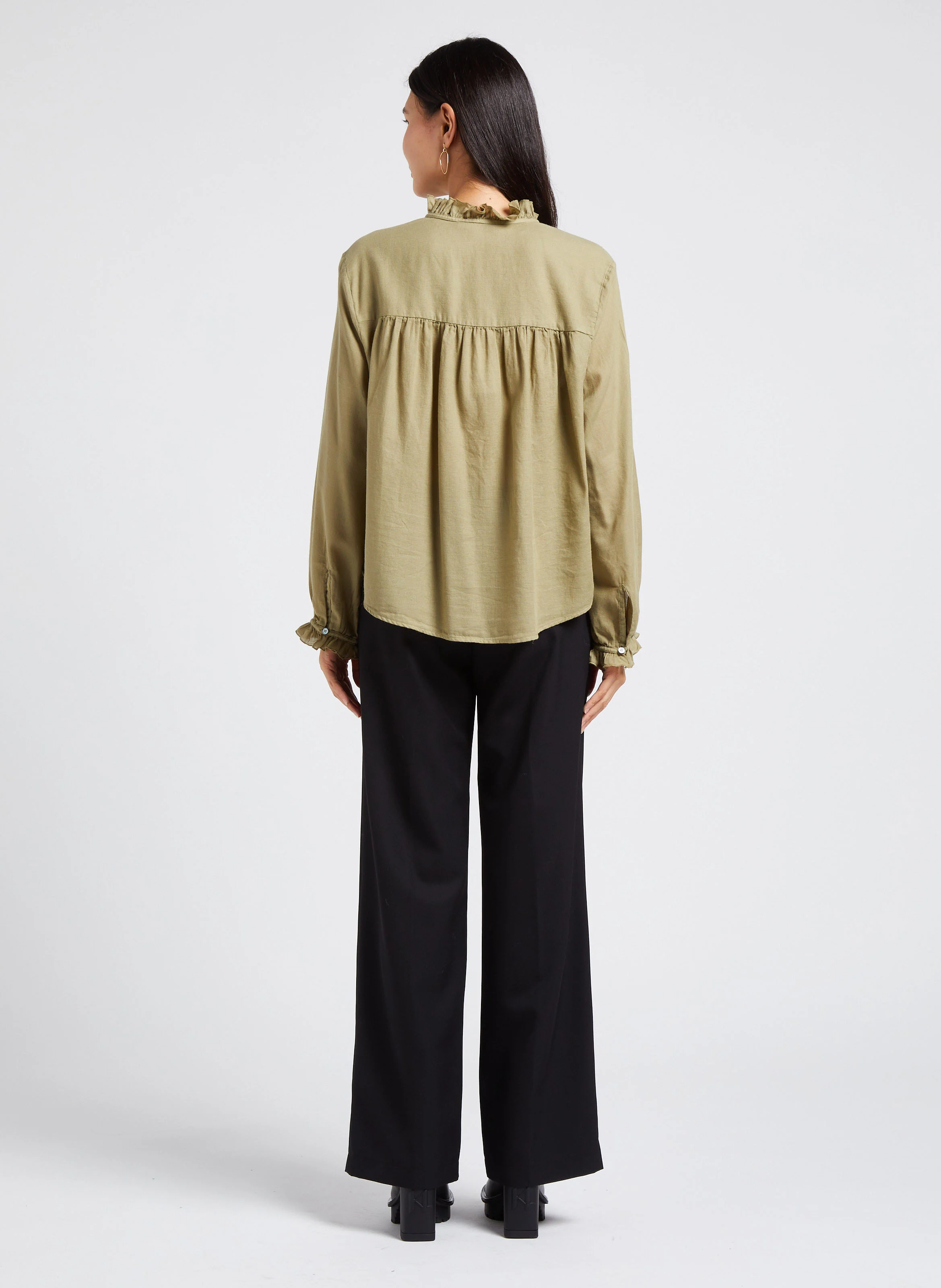 Pantalon large taille haute | Noir