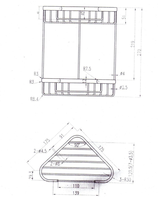 Eastbrook Solid messing doucherek driehoek dubbel chroom
