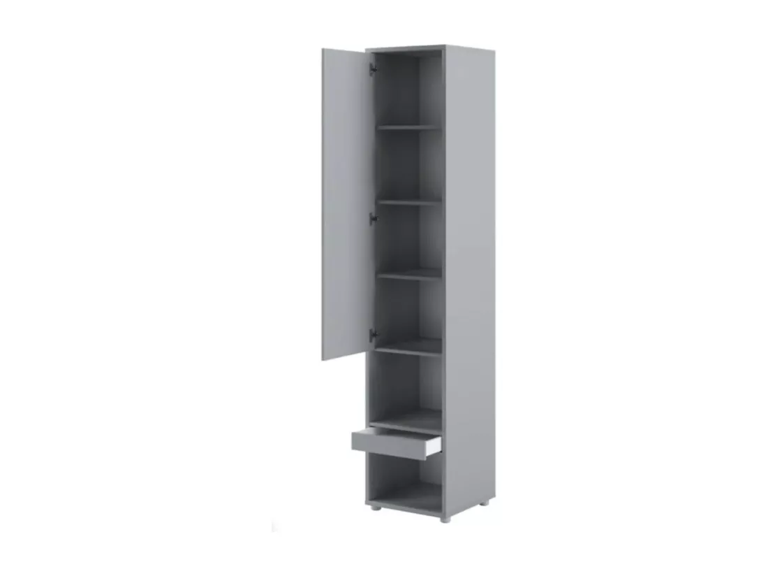 Lit escamotable vertical gris mat avec 2 armoires de rangement Noby-Avec Led-120x200