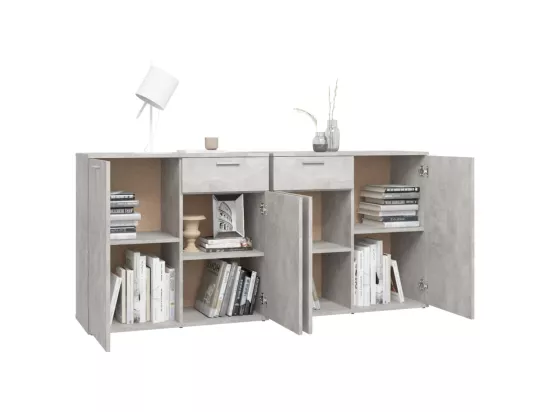 Buffet Gris béton 160x36x75 cm Bois d'ingénierie