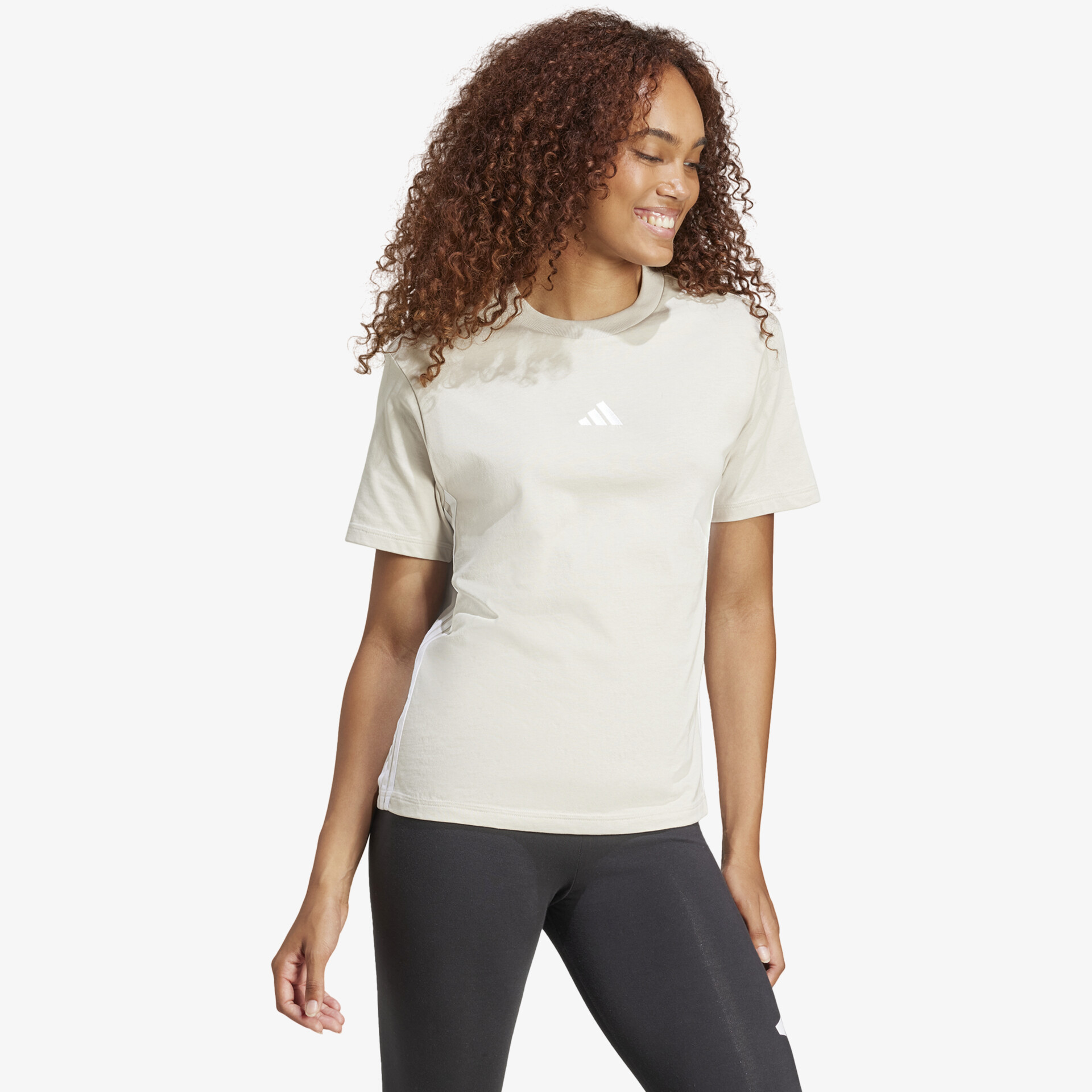 adidas Essentials 3 Streifen Damen T-Shirt beige