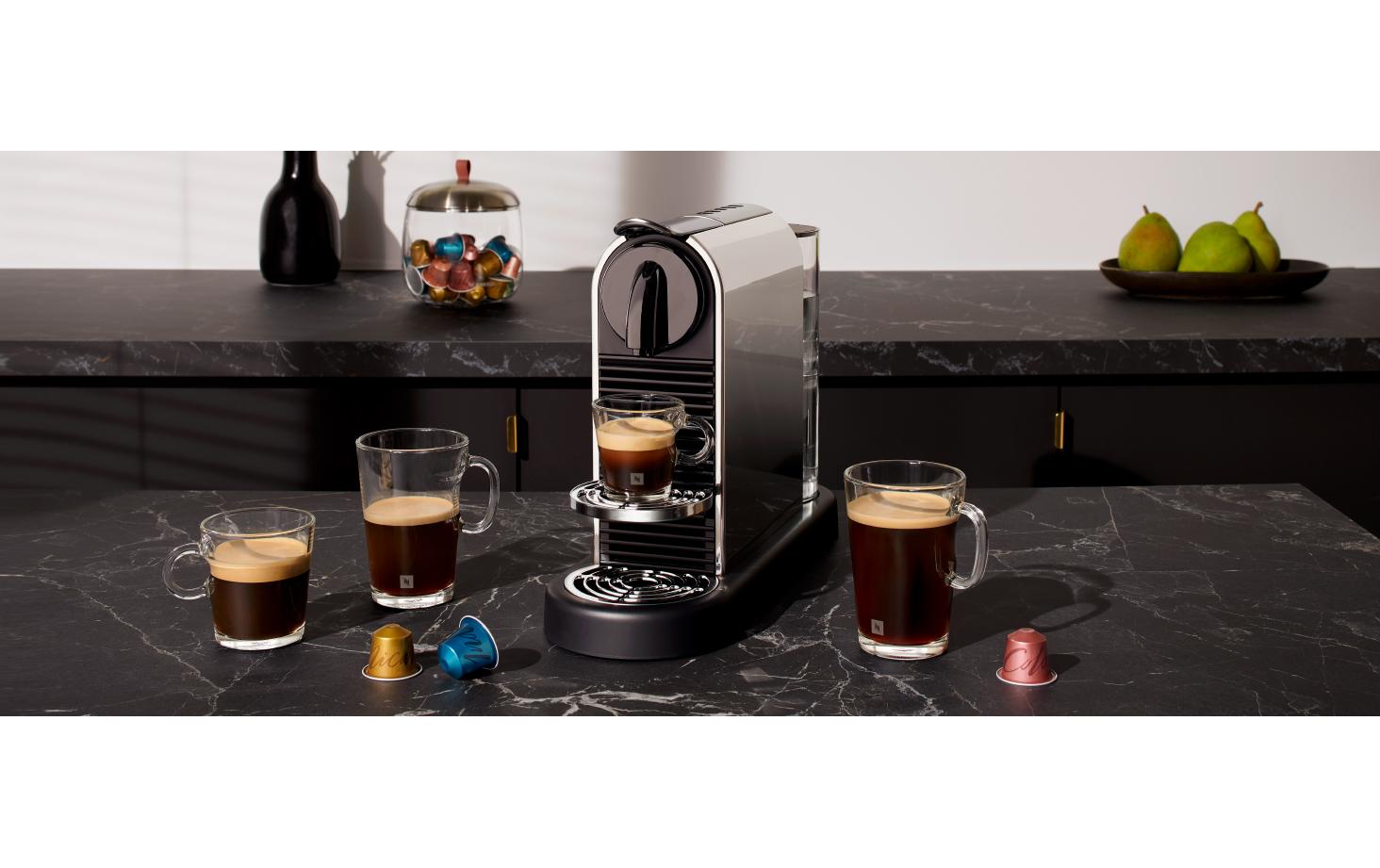 Kaffeemaschine Nespresso CitiZ Platinum EN220.M Silber<br>Elegante Nespressomaschine der Original Line mit Heisswasser-Funktion