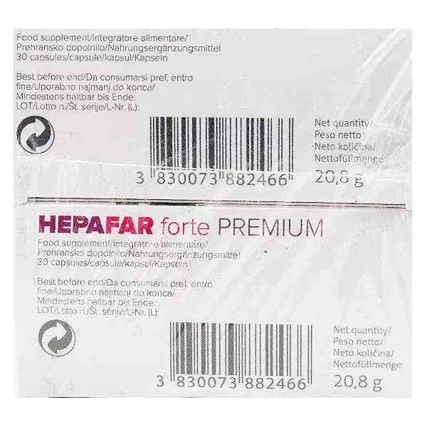 Sensilab Hepafar Forte Premium - Embalagem com 2 x 30 cápsulas