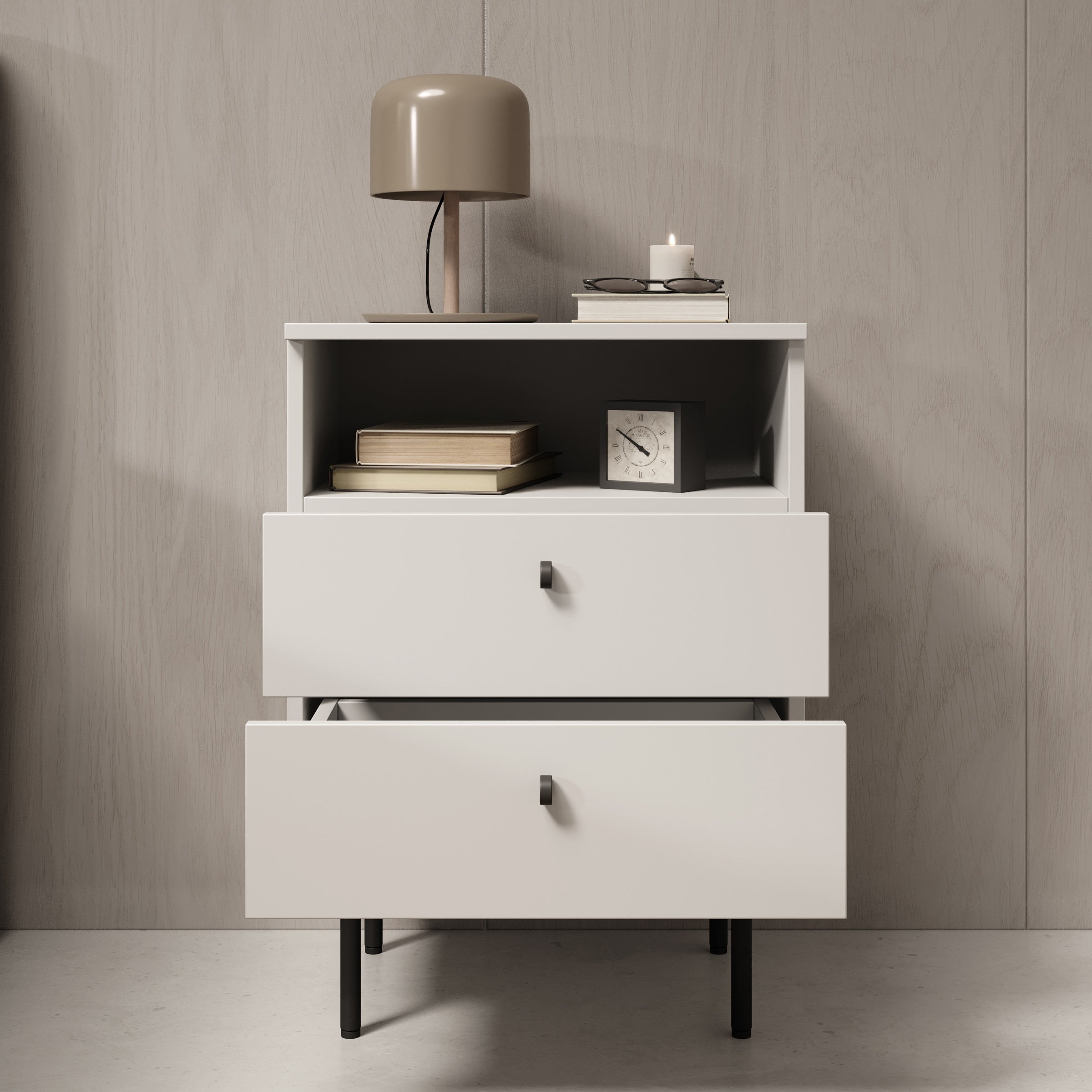 Hidde 2 - Nachtkastje - Wit - 50x36x69 cm