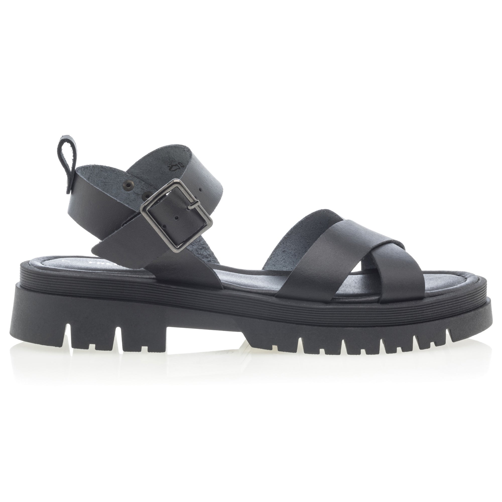 Sandales Femme en cuir noir