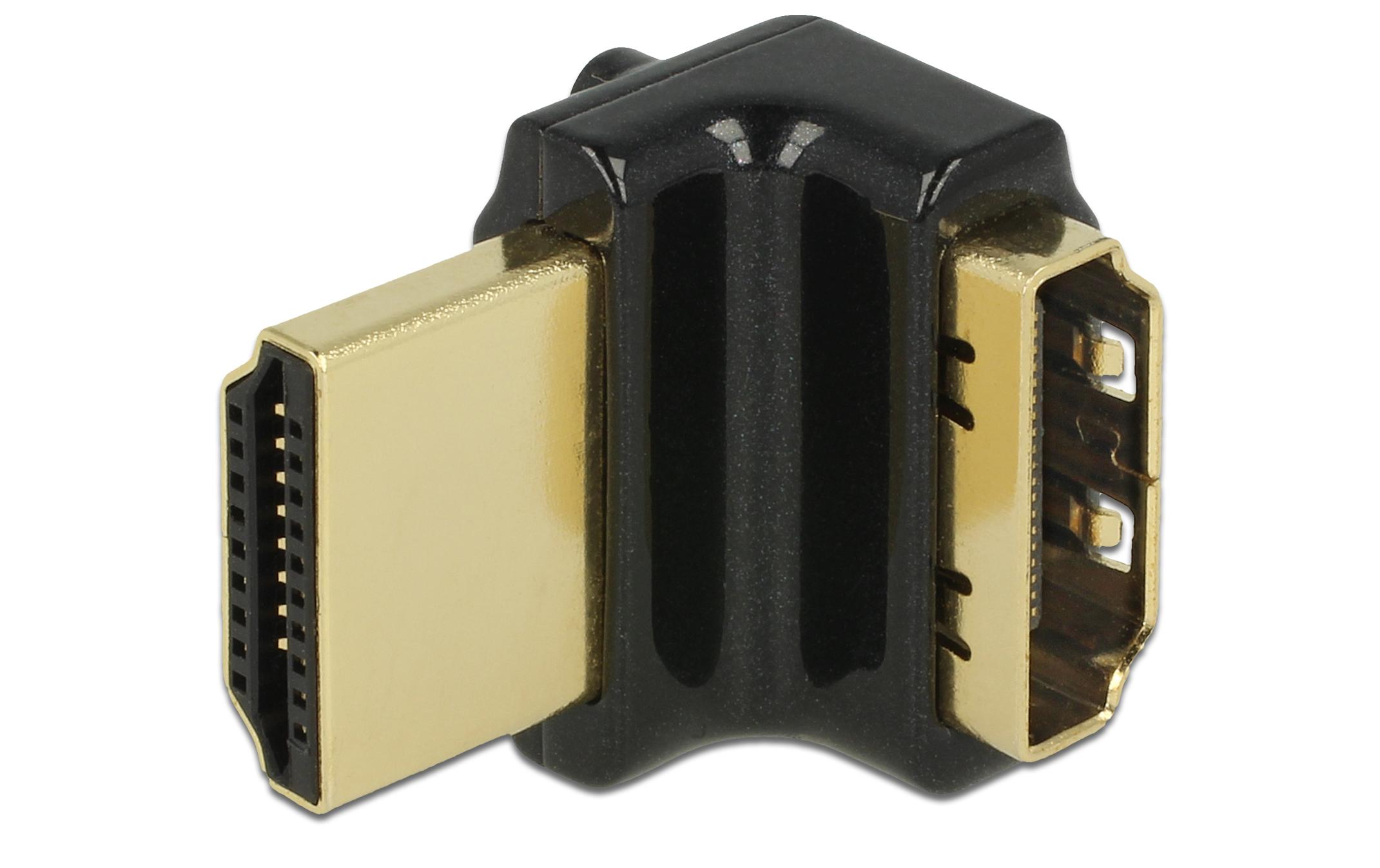 Adapter High Speed Ethernet 4K 90° HDMI - HDMIDelock Adapter High Speed HDMI mit Ethernet – HDMI-A Buchse > HDMI-A Stecker 4K 90° gewinkelt oben schwarz