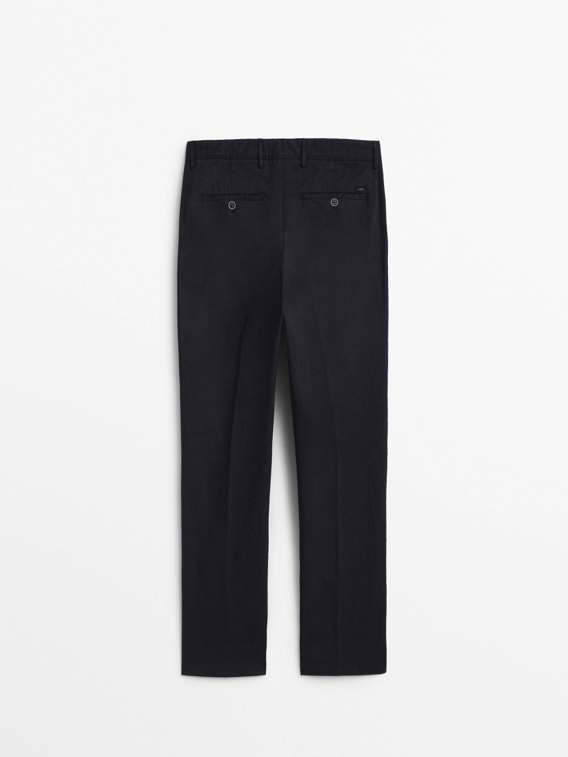 Calça chino de corte regular em mistura de algodão - AZUL MARINHO