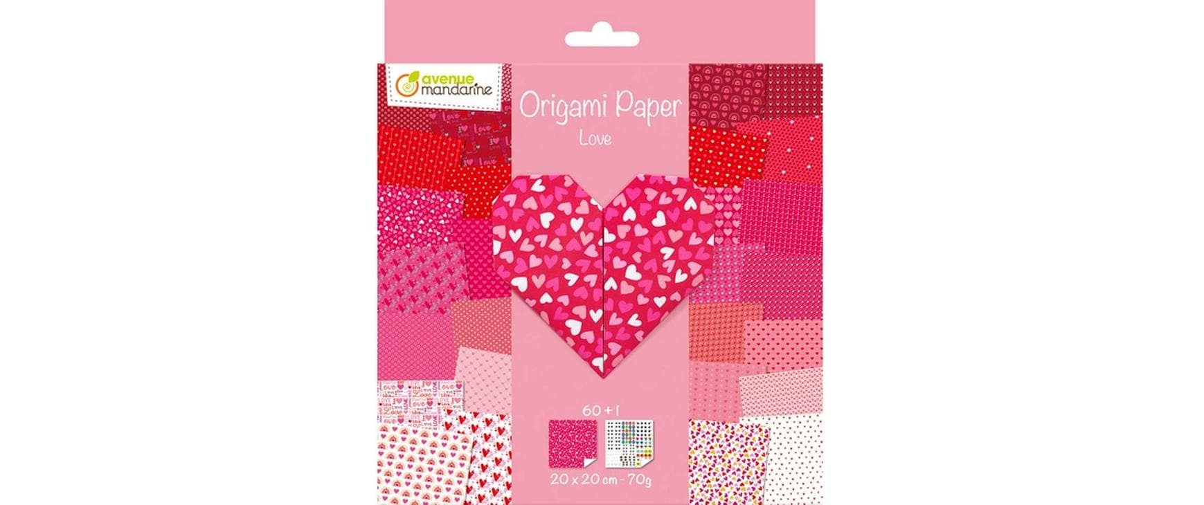 Faltblätter Origami Love 60 Blatt, 20 x 20 cmPapier für das Falten von Origami