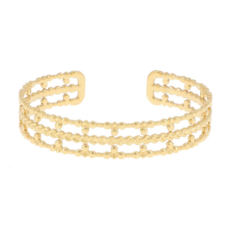 Bracelet rigide en acier doré ajustable