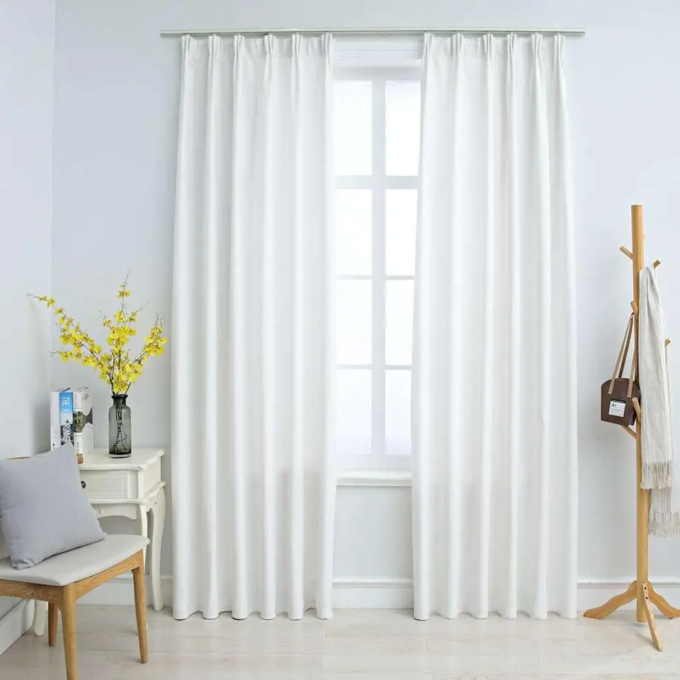 vidaXL - Gordijn - Wit - Stof - 140 x 175 cm - 2 stuks
