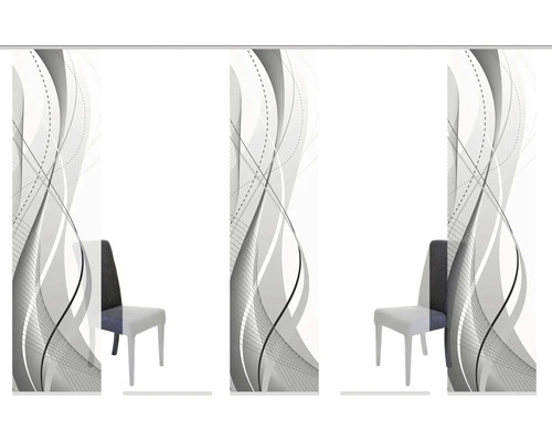 Schuifgordijnset van 5 Wuxi grijs 60x245 cm