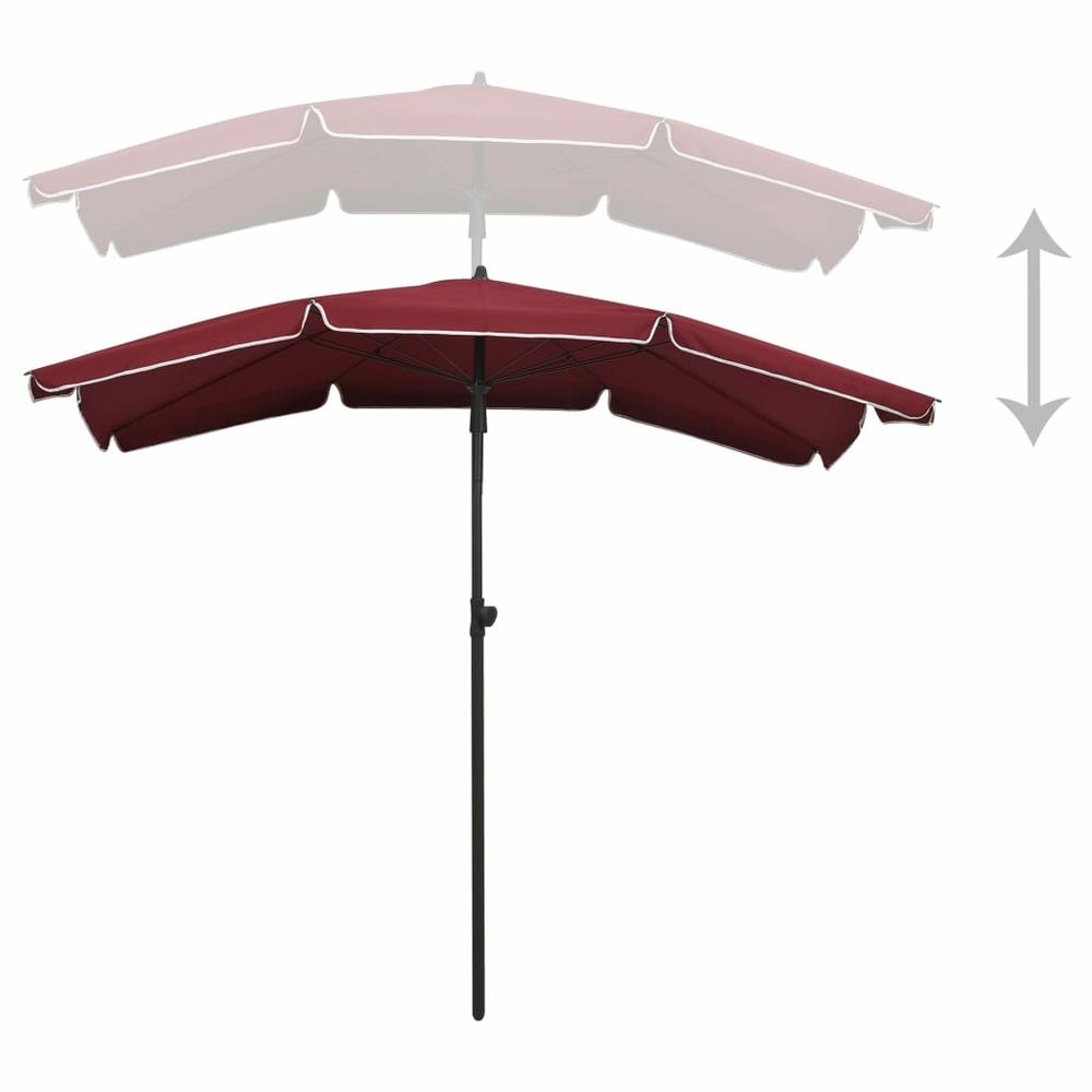 Parasol de jardin avec mât 200 x 130 cm rouge bordeaux