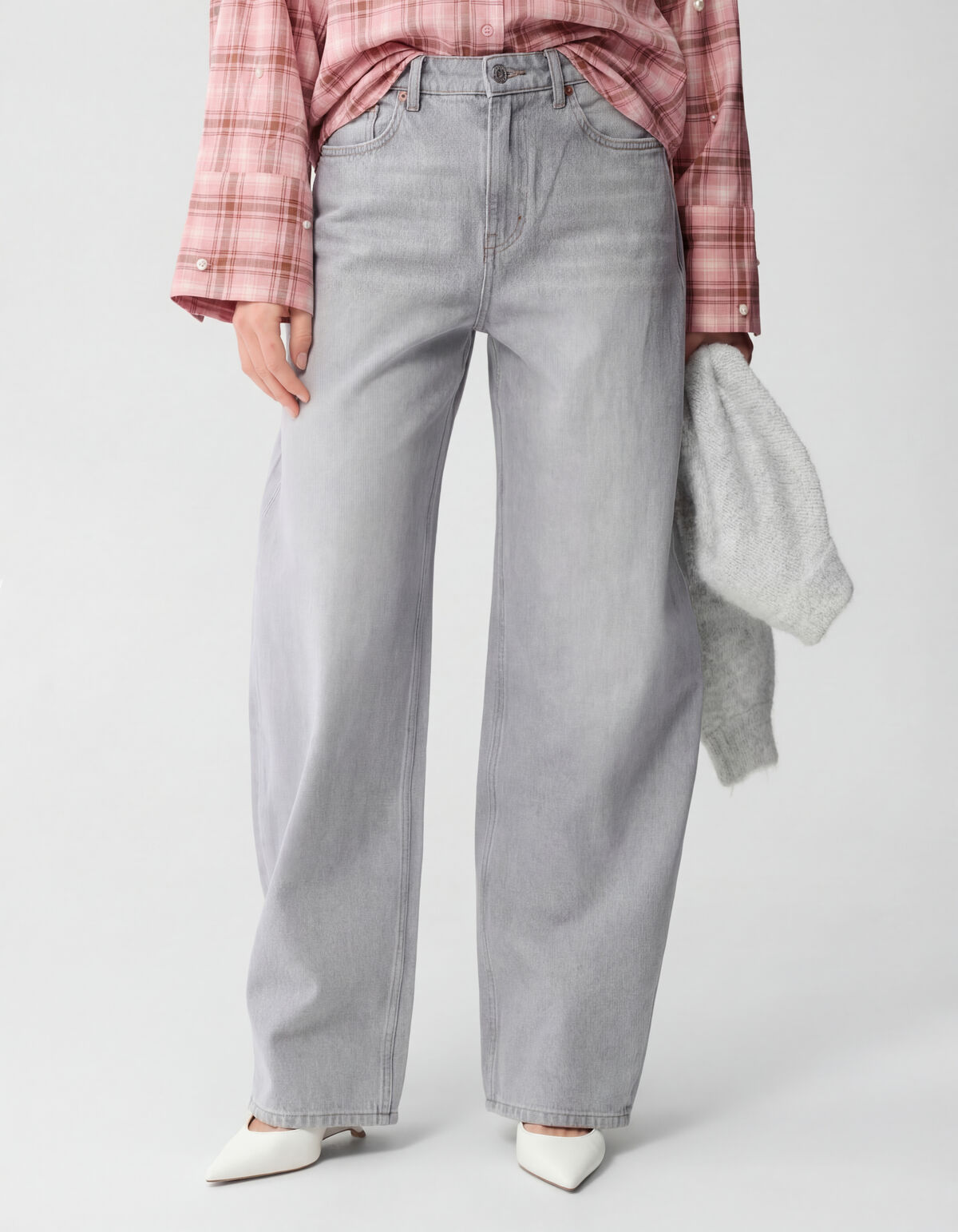 Baggy Fit Jeans Lichtgrijs