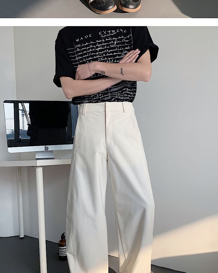 Omozando - Hoge taille effen rechte broek
