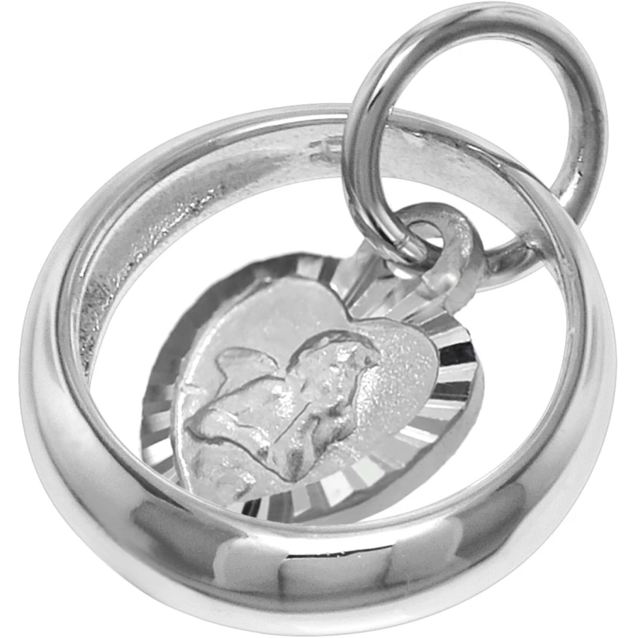 trendor Taufkette 925 Silber Taufring mit Engelherz silver