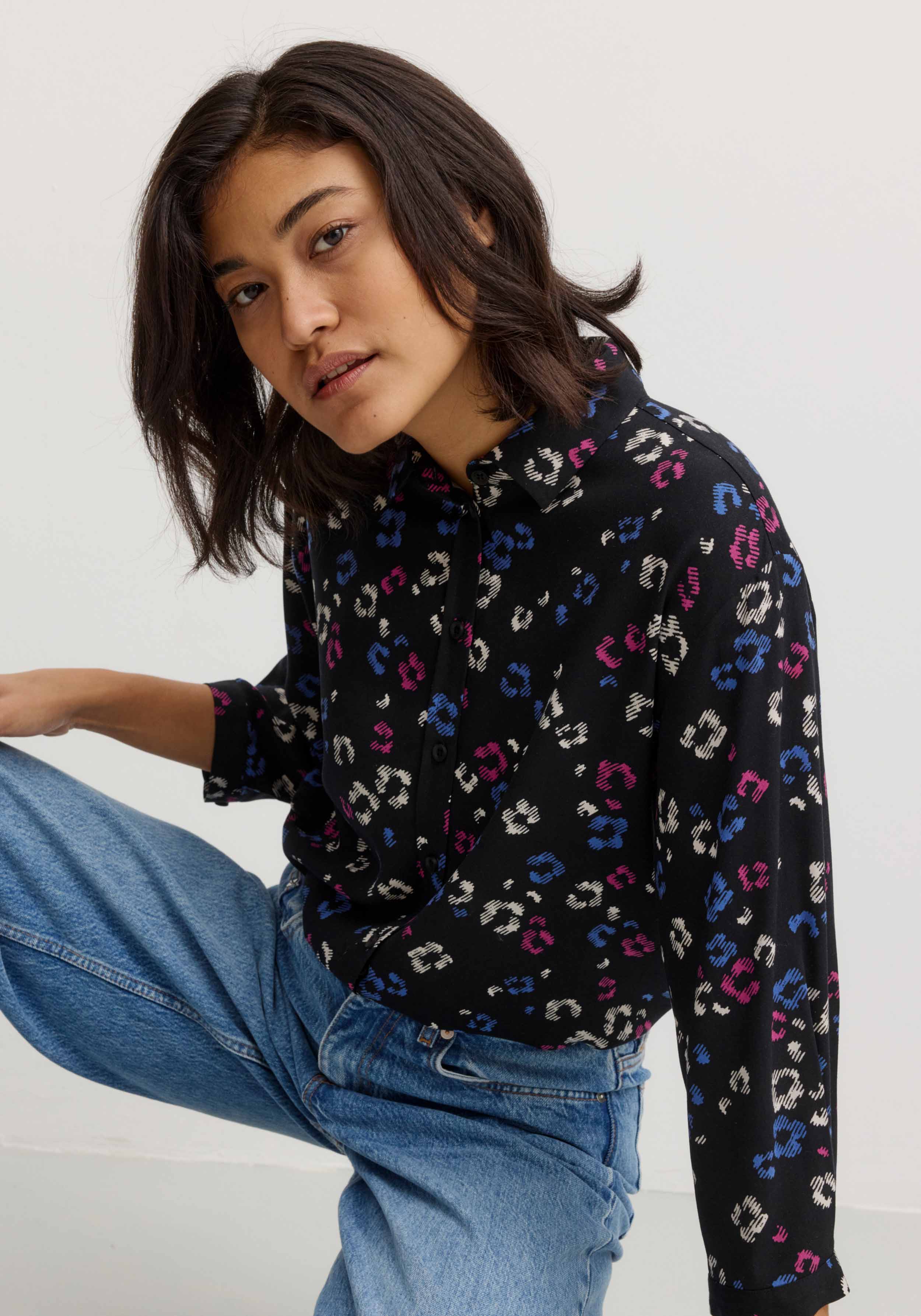 Recolution Bluse Cypress Blossom Black