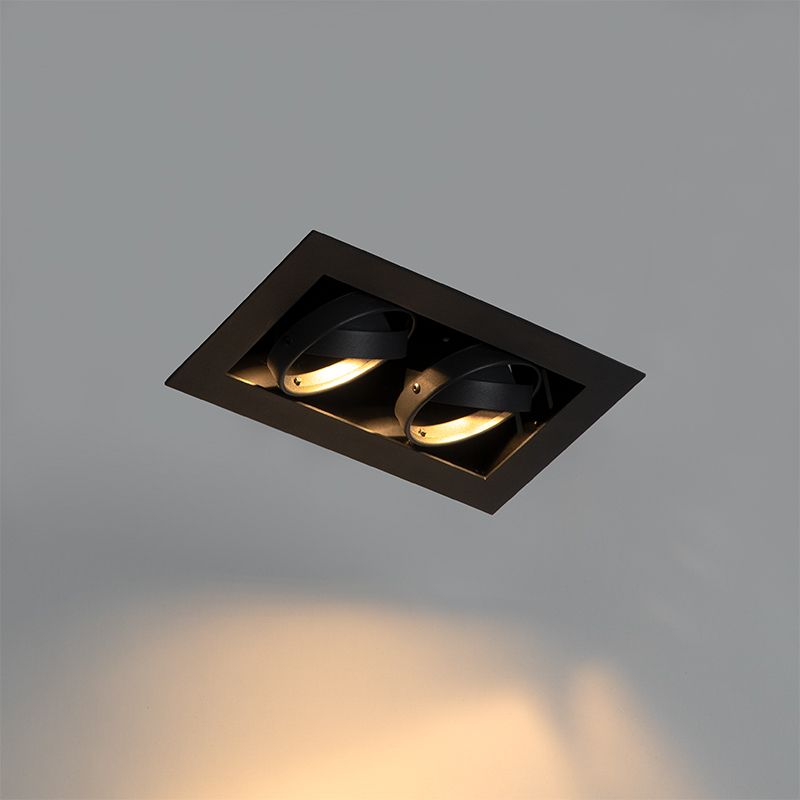 Smart inbouwspot zwart 2-lichts verstelbaar incl. 2 Wifi GU10 70mm - Oneon 70