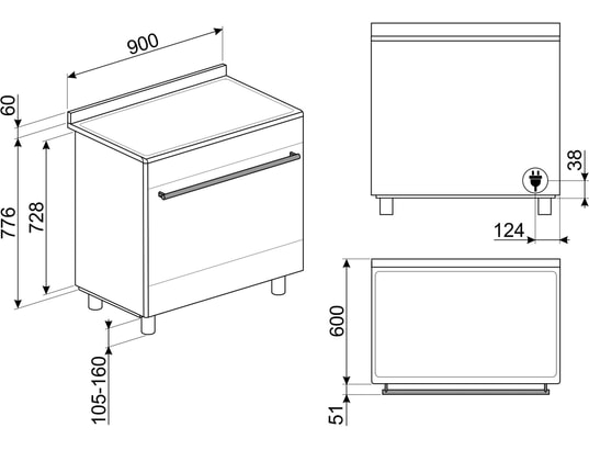 SMEG - Cuisiniere vitroceramique SCD91CMX9
