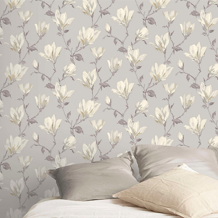 Papier peint intissé GoodHome Leuzea gris clair