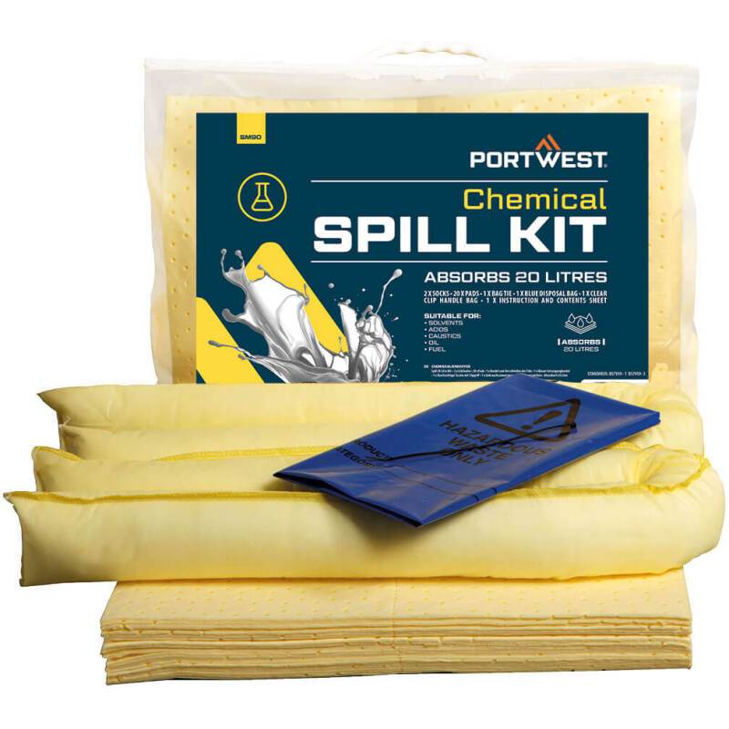 Portwest SM90 Kit absorbant 20 litres, produits chimiques Jaune