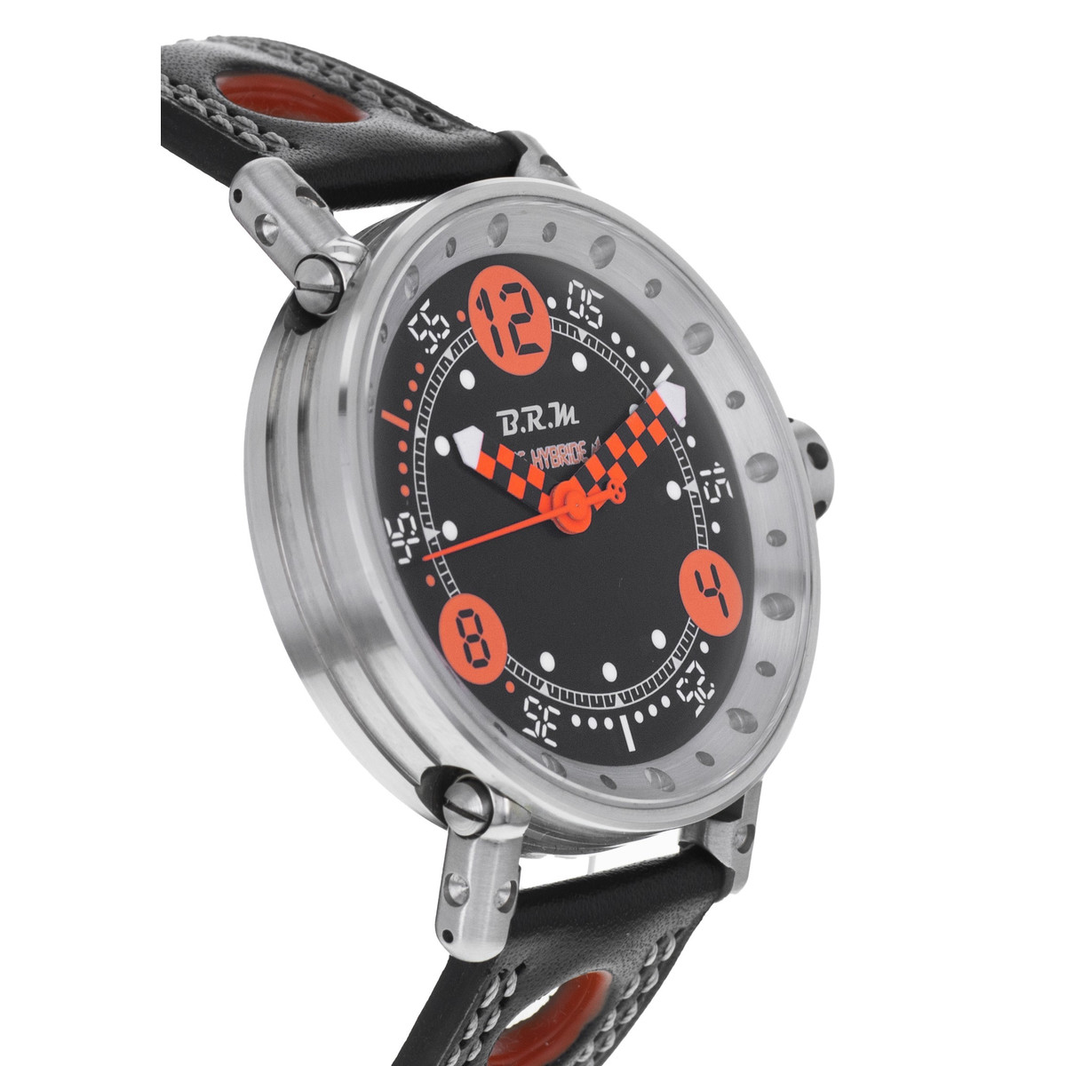 Montre d'occasion BRM V6-44 homme acier bracelet cuir noir