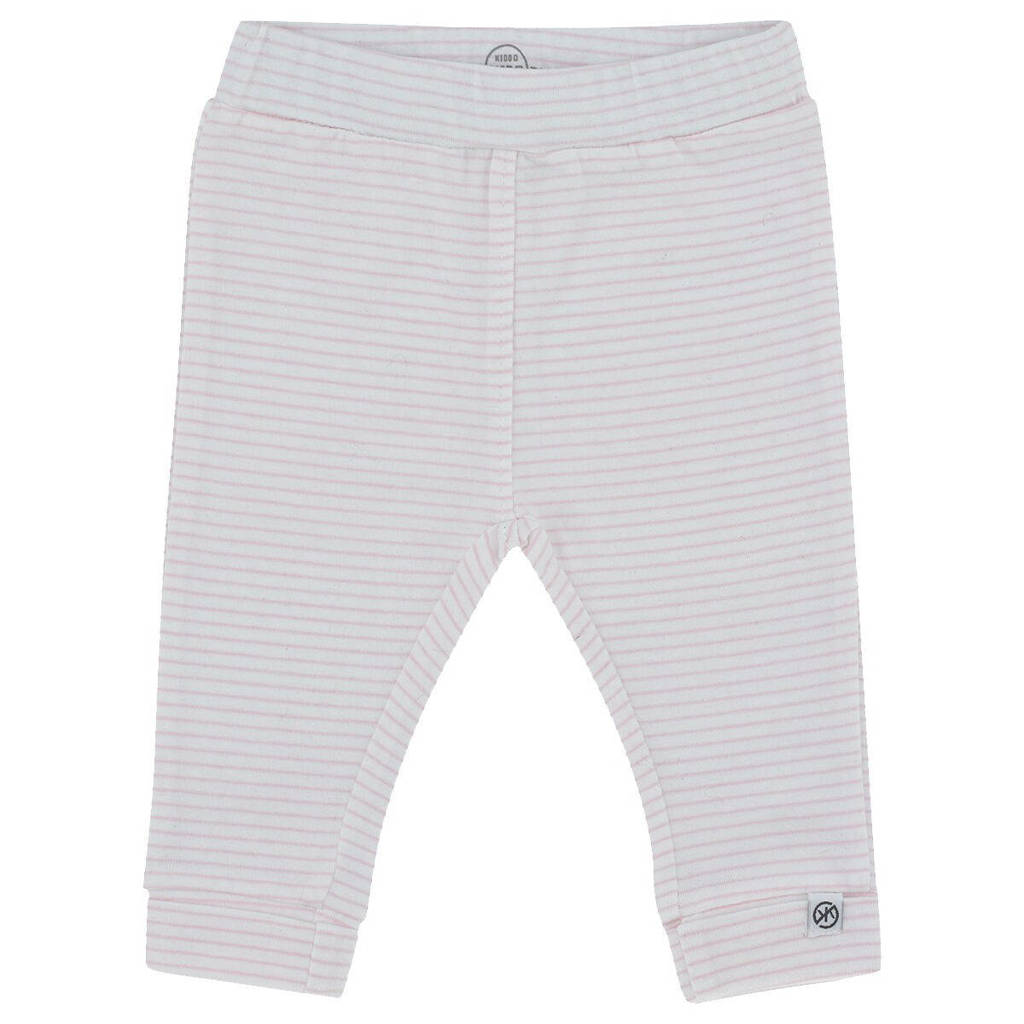 Born by Kiddo United gestreepte baby broek roze/wit