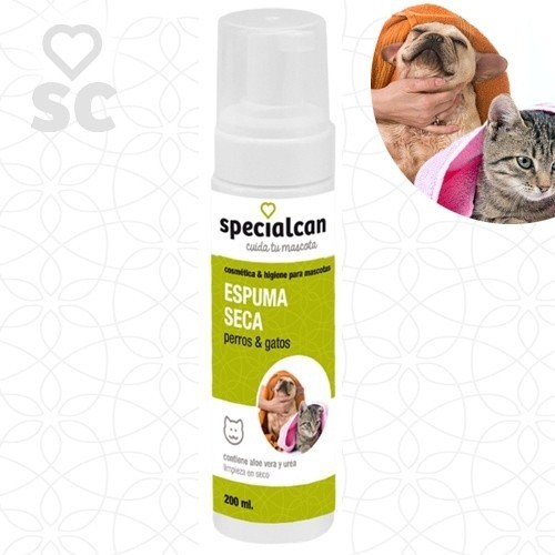 Espuma seca para cães e gatos, aroma neutro.