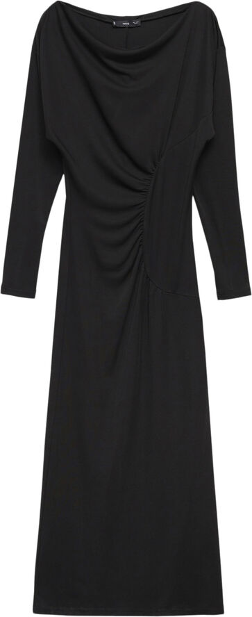 MANGO Off-the-shoulder ruffled dress Black