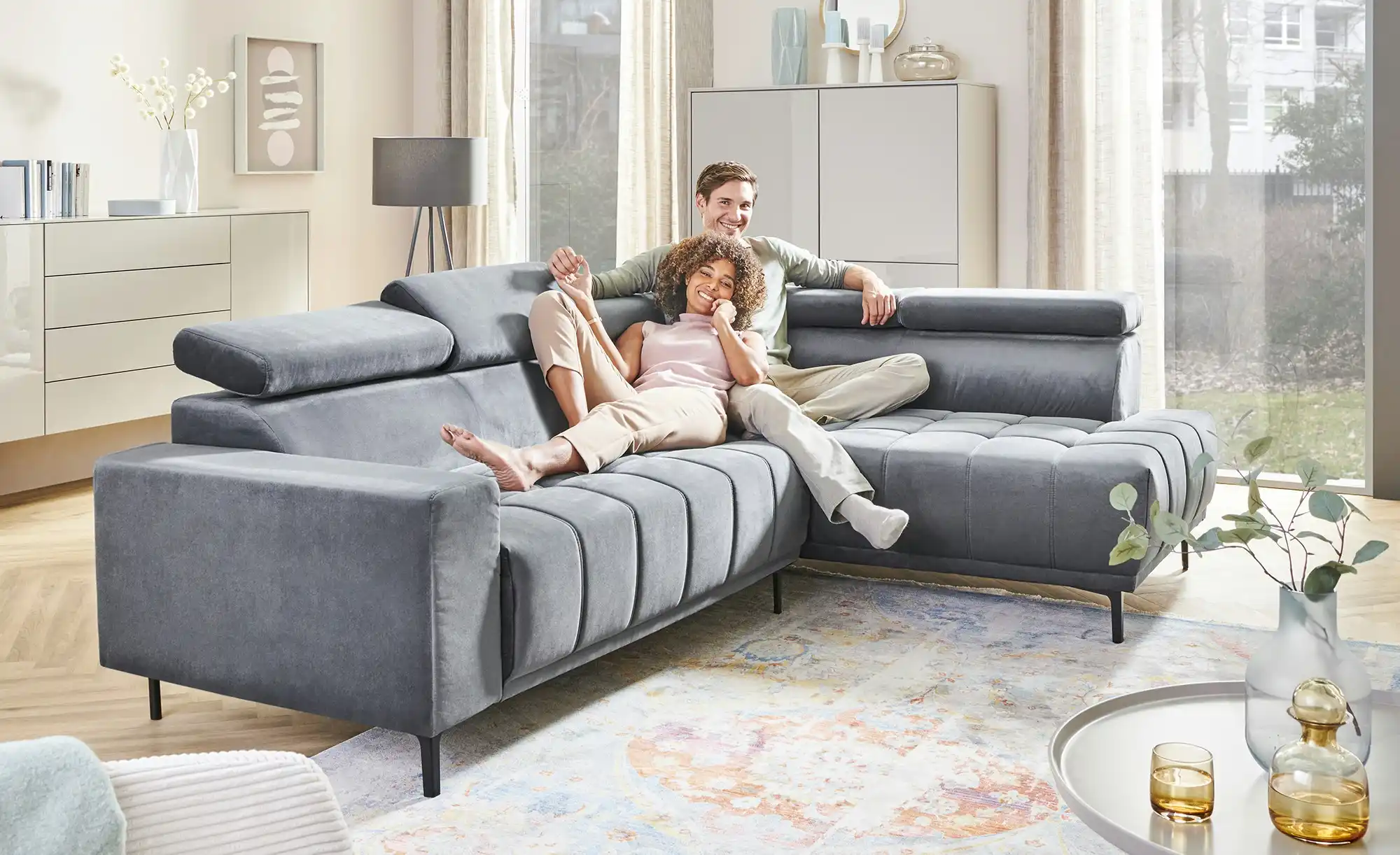 uno Ecksofa aus Mikrofaser Carrara