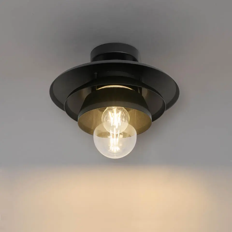 Qazqa plafondlampen buiten morty zwart e27
