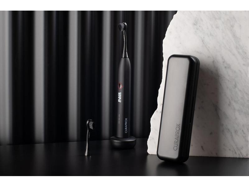 CURAPROX Schallzahnbürste Black is White Hydrosonic Elektrische Zahnbürste in Matt-Schwarz