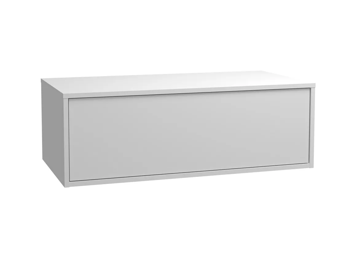 Meuble de salle de bain suspendu blanc avec simple vasque carrée - 94 cm - TEANA II