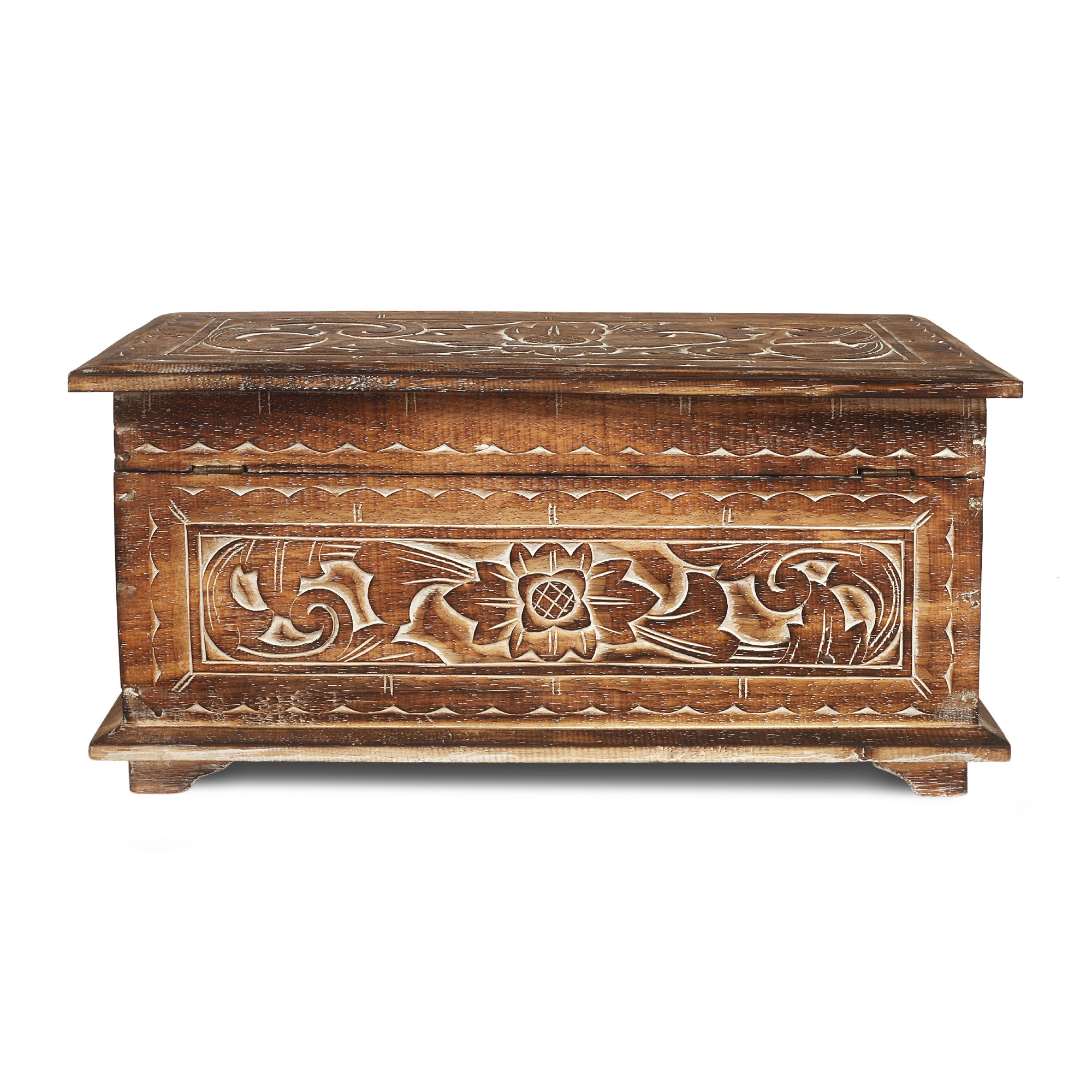 3er-Set Truhe mit Blumenmotiv, aus Albesiaholz von fischer's lagerhaus