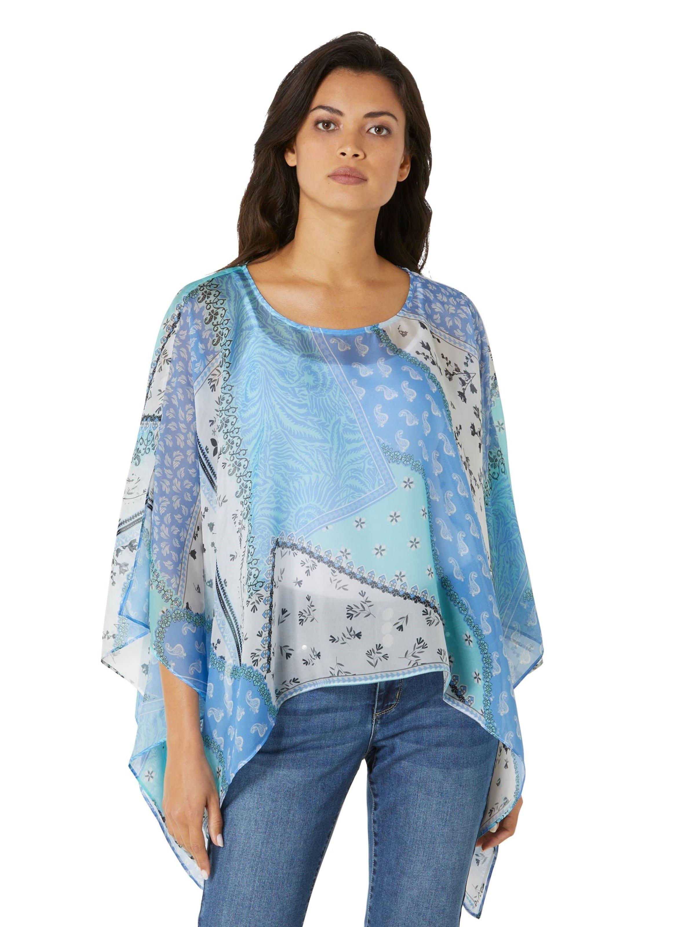Tunika im Poncho-Stil mit Zipfelsaum, aus reiner Seide