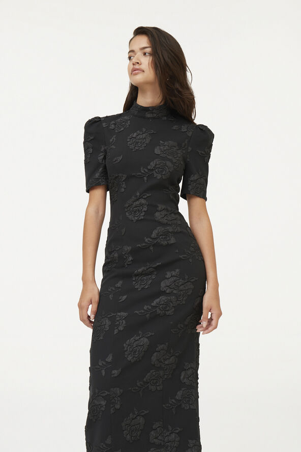 ROTATE Birger Christensen Jacquard Midi Dress Black