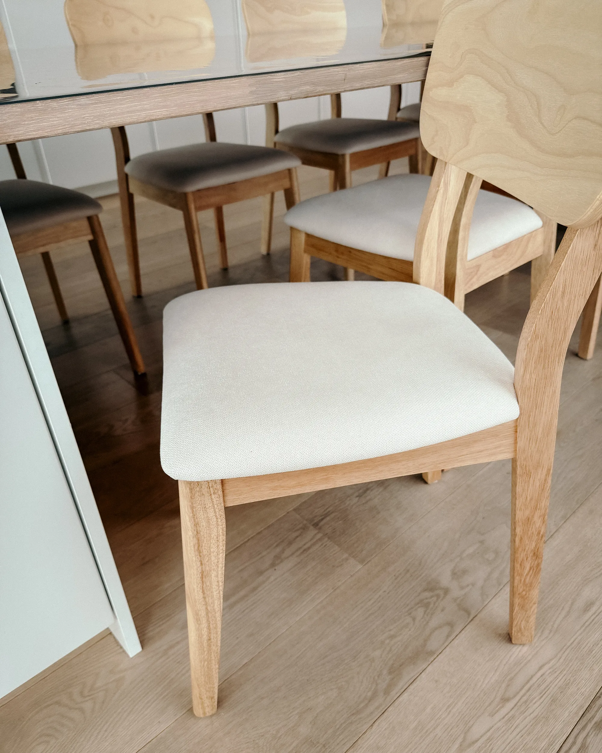Set van 2 eetkamerstoelen MINIER Hout Lichtbruin/beige