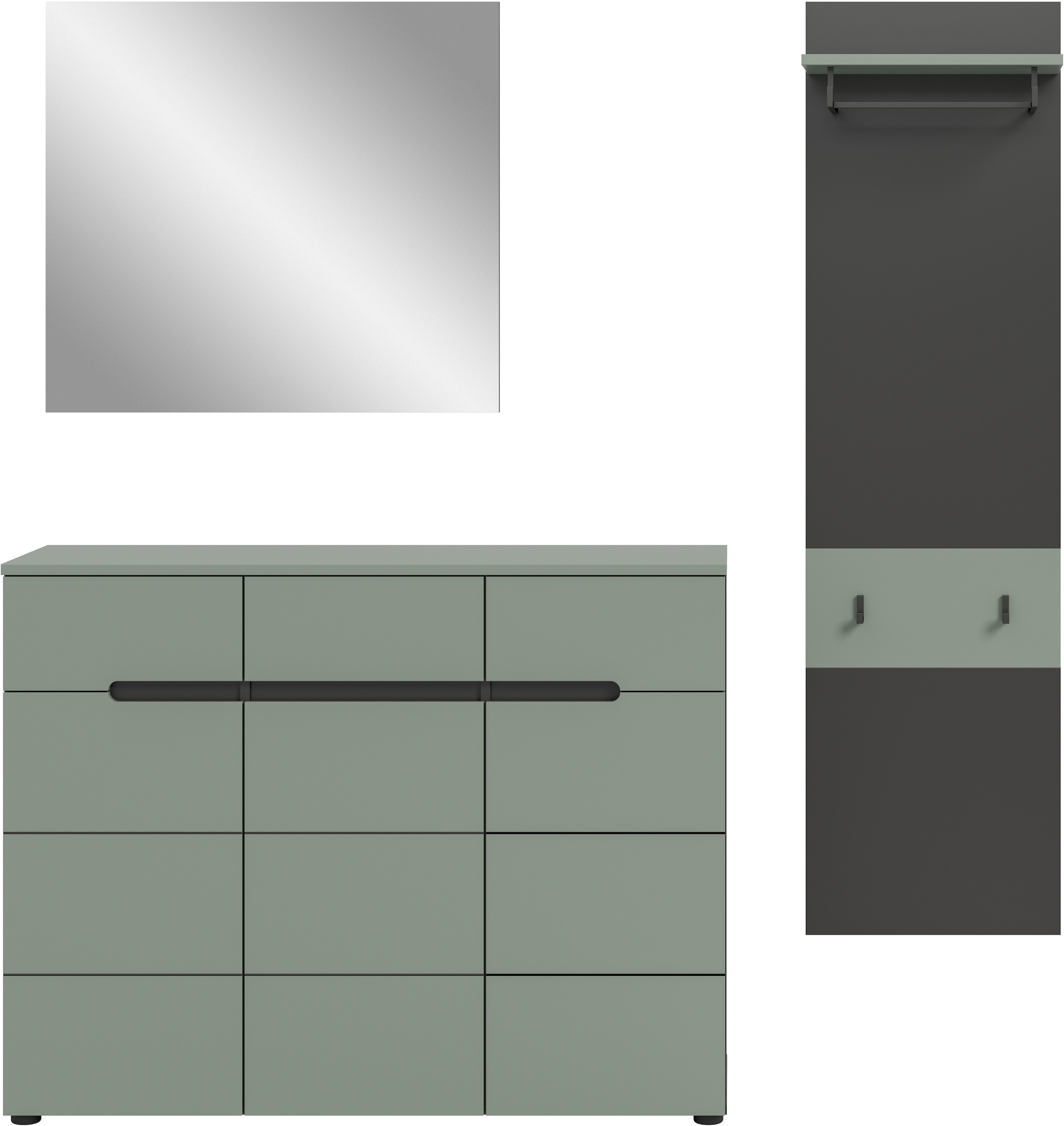 INOSIGN Garderoben-Set »REHAT, TOPSELLER!, 3-teilig, Breite 180 cm, individuell erweiterbar« Set, bestehend aus: Kommode, Spiegel und Garderobenpaneel, 3 Stk. tlg.