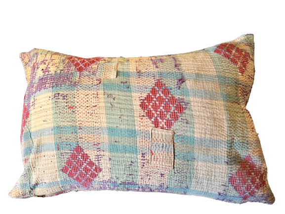 Kussen Kantha vintage 40x60 cm check multicolor