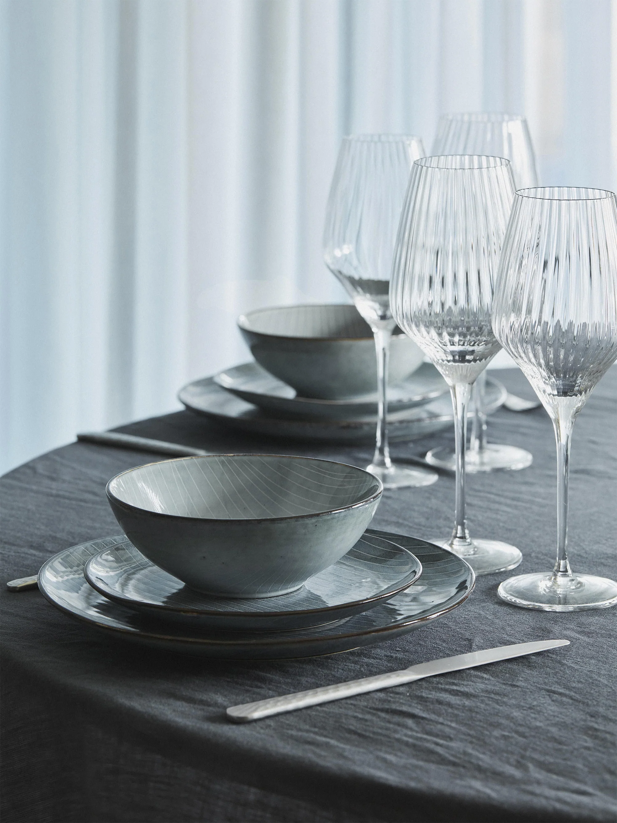 Handgemaakte serviesset Nordic Sea, 4 personen, 12-delig