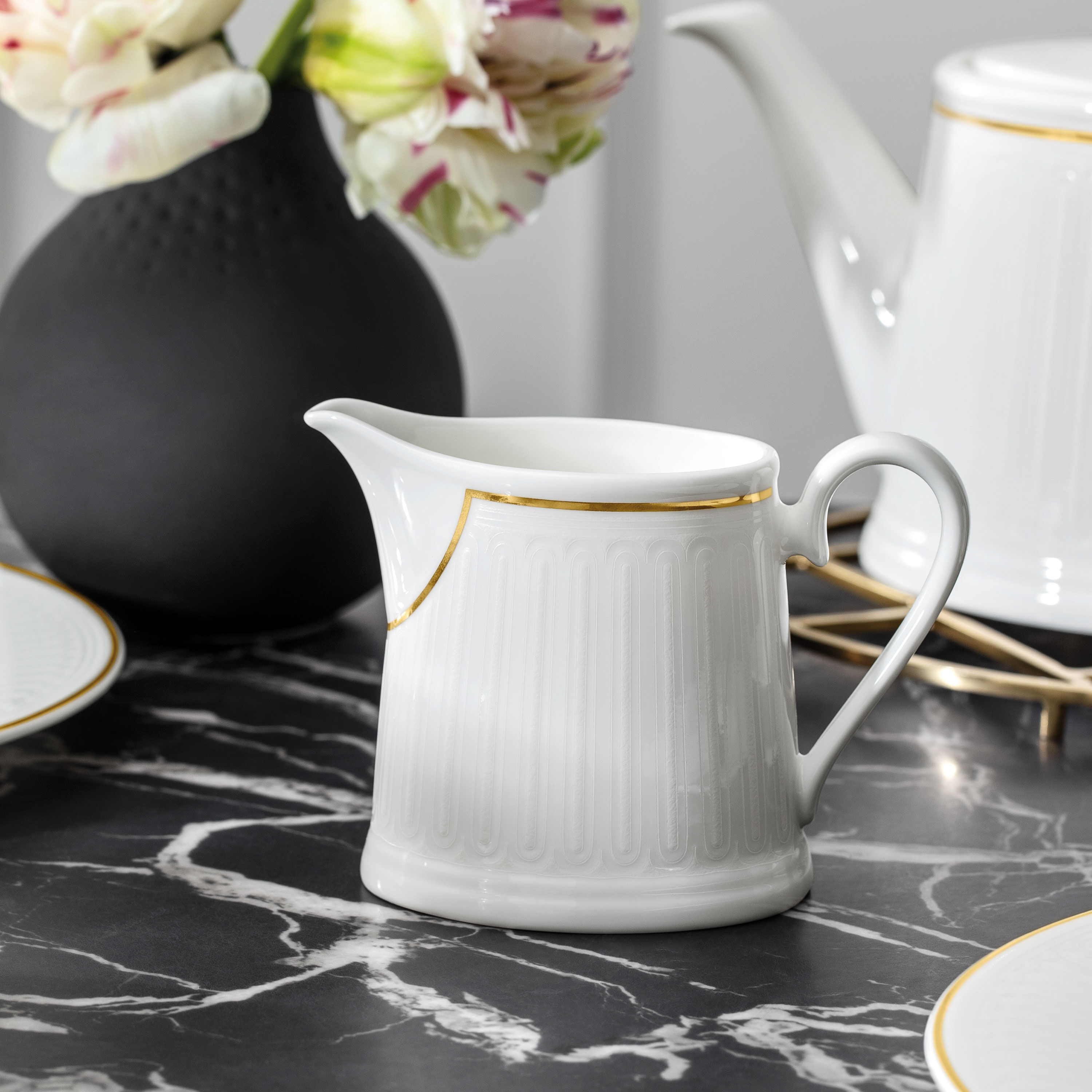 Chateau Septfontaines Creamer White, 6.5 oz, Premium Bone Porcelain