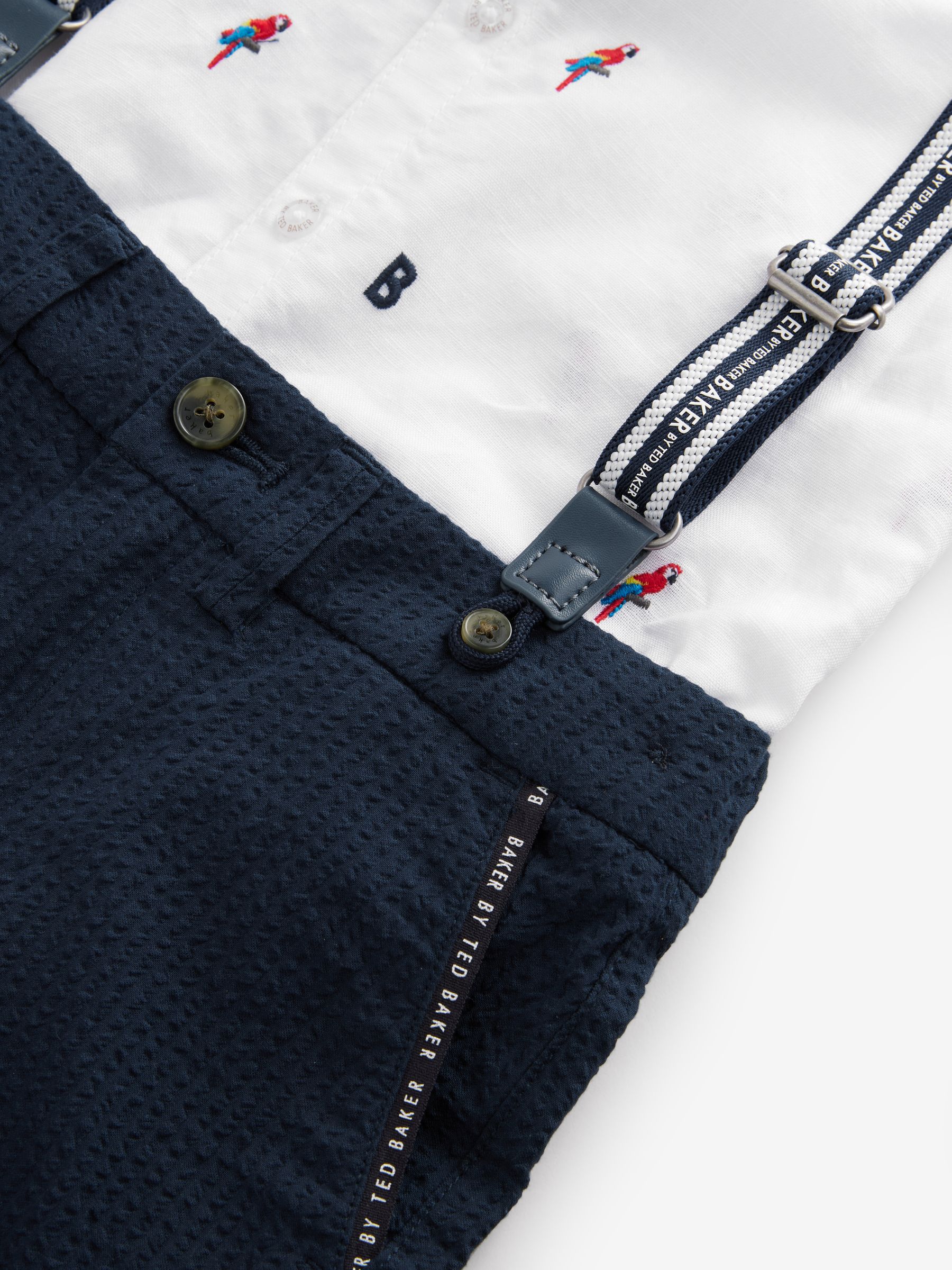 Marineblauw - Baker by Ted Baker 3 -delig set van overhemd, short en bretels