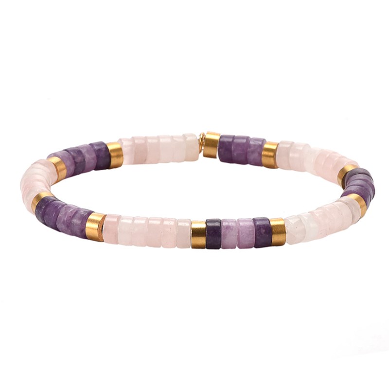 Bracelet Perles Heishi Pierre D'améthyste Quartz Rose-enfant-12cm